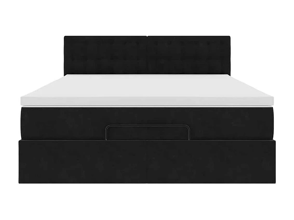 Estrutura de cama otomana com colchão 140x190 cm veludo preto