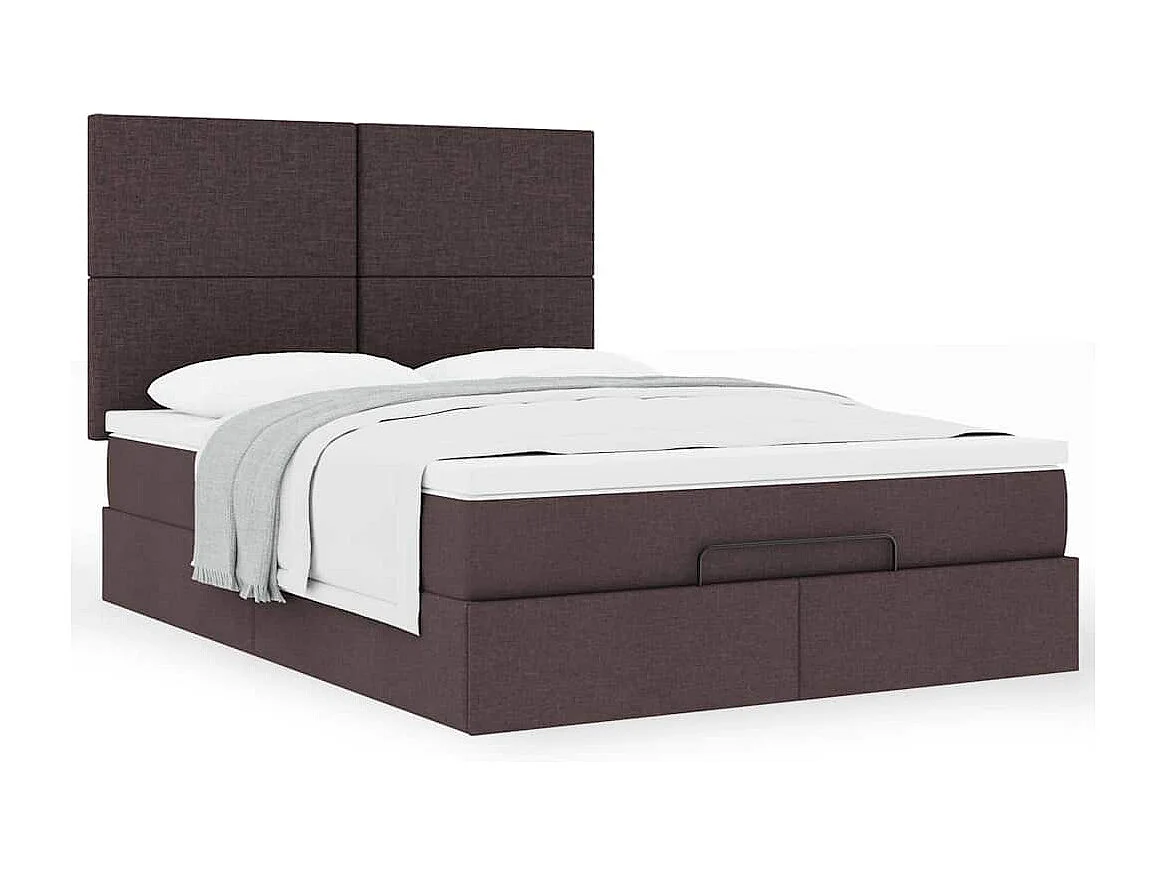 Estructura cama otomana colchón tela marrón oscuro 140x190cm