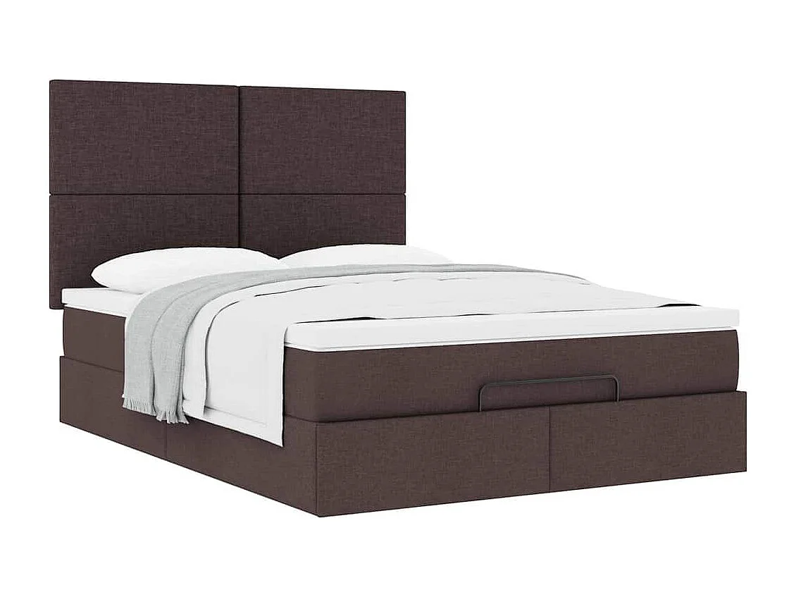 Estructura cama otomana colchón tela marrón oscuro 140x190cm