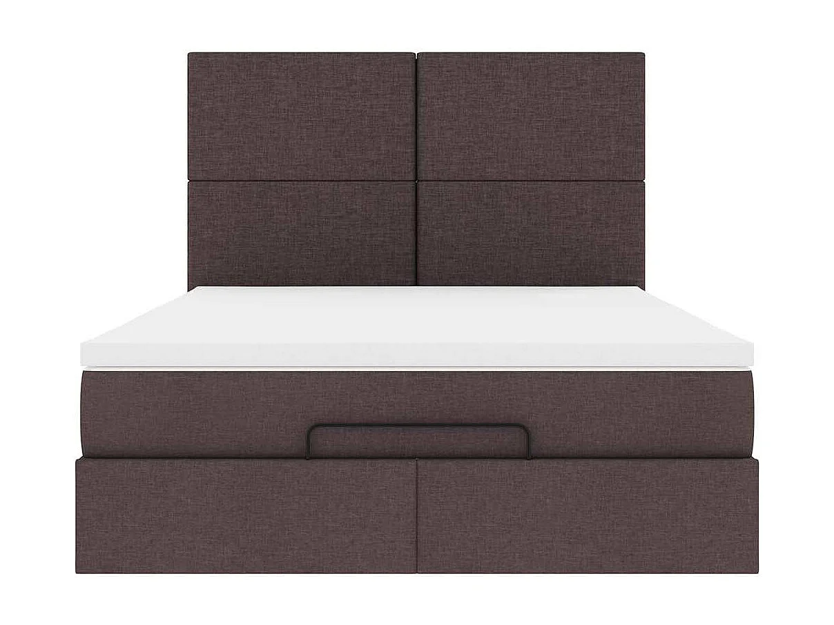 Estructura cama otomana colchón tela marrón oscuro 140x190cm