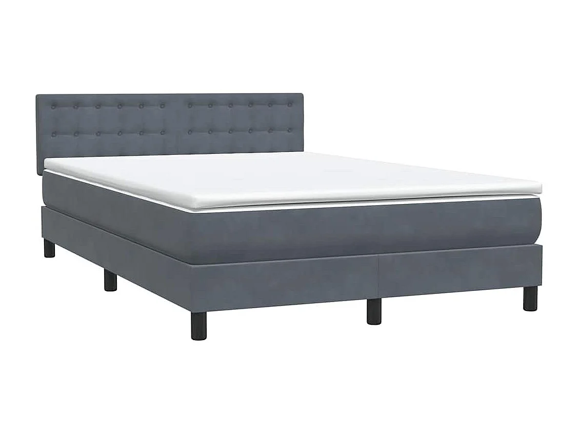 Cama box spring con colchón terciopelo gris oscuro 140x220 cm