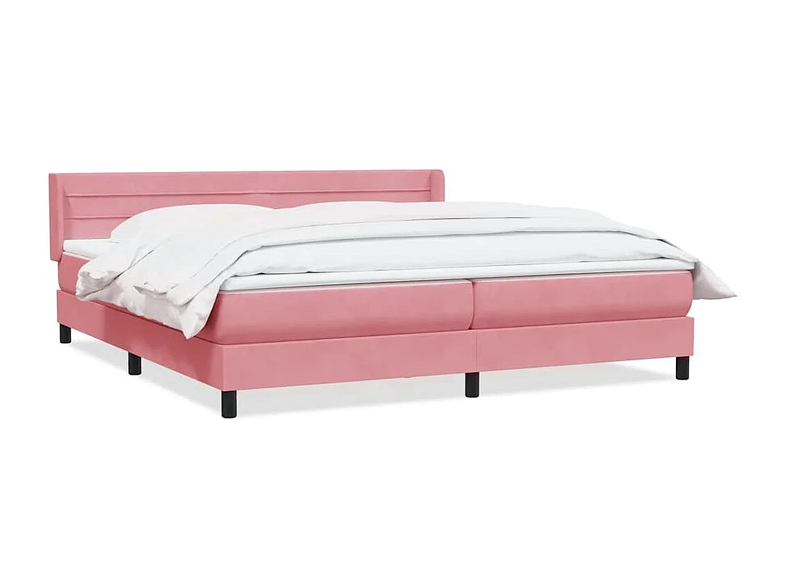 Cama box spring con colchón terciopelo rosa 180x210 cm