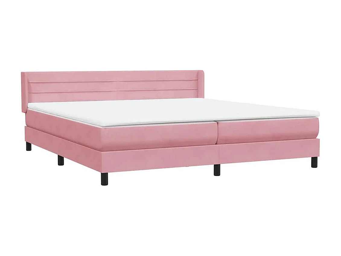 Cama box spring con colchón terciopelo rosa 180x210 cm