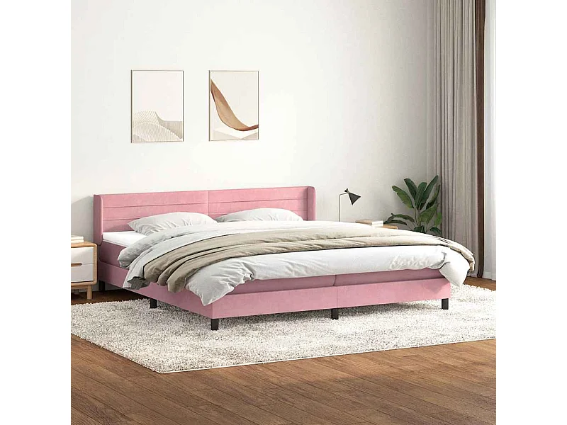 Cama box spring con colchón terciopelo rosa 180x210 cm