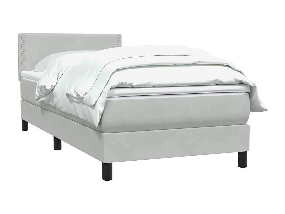 Sommier à lattes de lit et matelas gris clair 90x210 cm velours