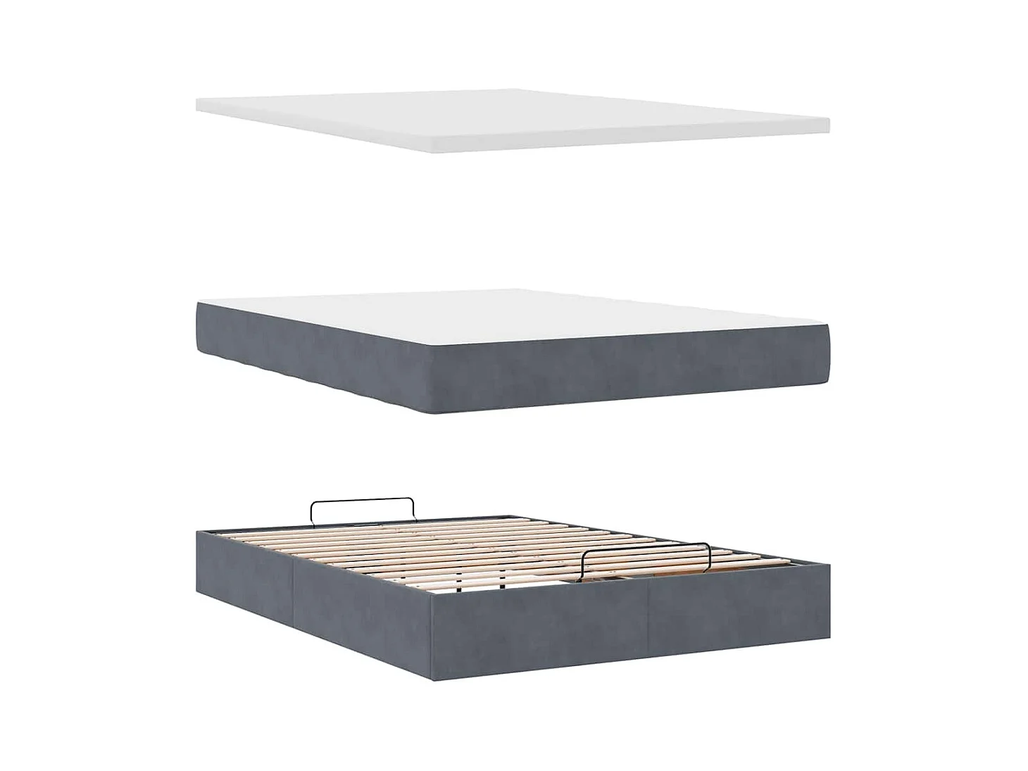 Cadre de lit ottoman avec matelas gris foncé 140x190 cm velours