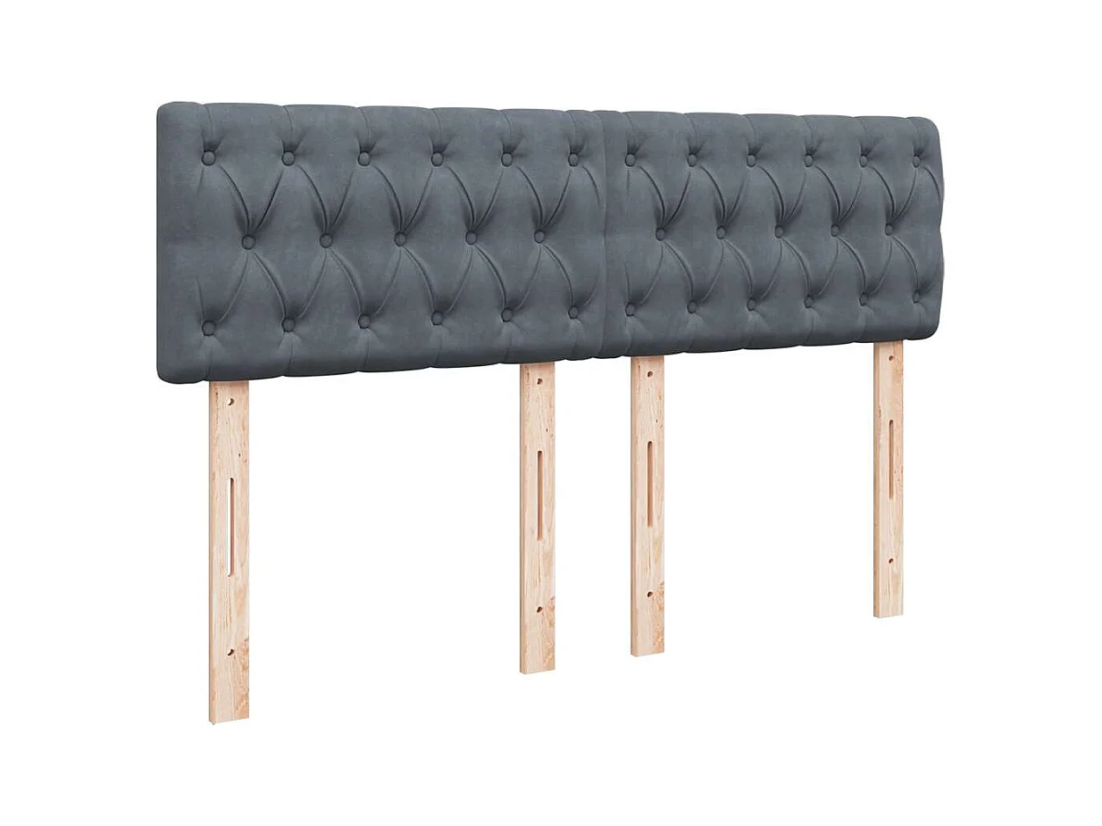 Cadre de lit ottoman avec matelas gris foncé 140x190 cm velours