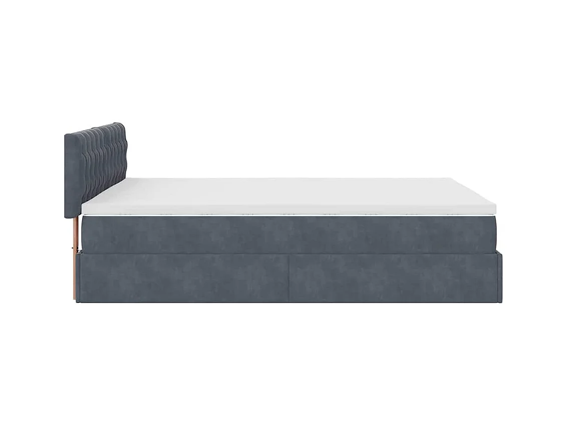 Cadre de lit ottoman avec matelas gris foncé 140x190 cm velours