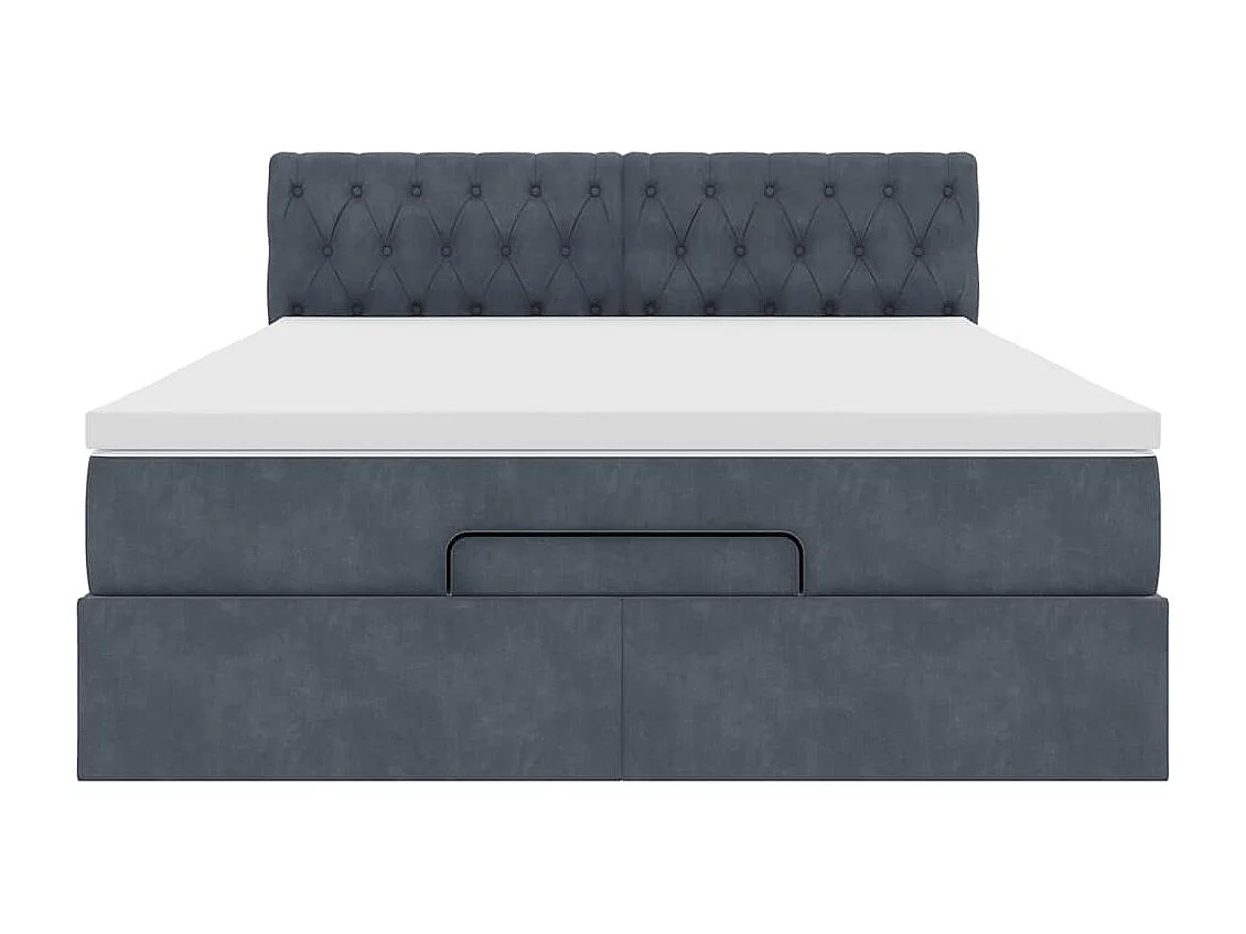 Ottoman bed met matras en LED's 140x190cm fluweel donkergrijs