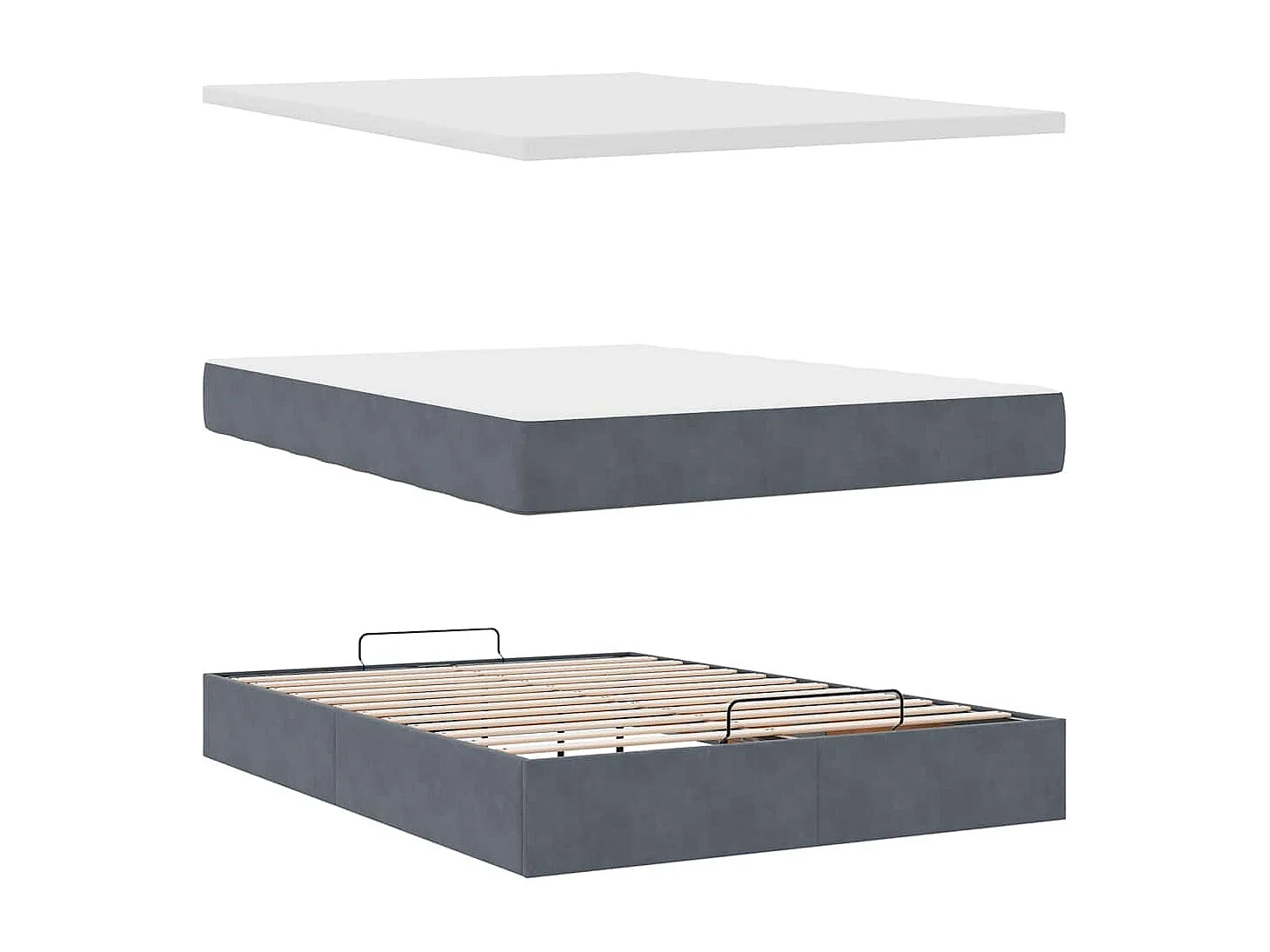 Ottoman bed met matras en LED's 140x190cm fluweel donkergrijs