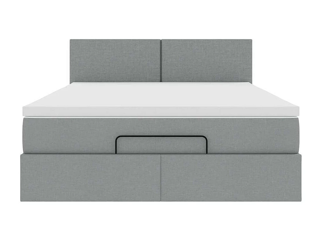 Cadre de lit ottoman et matelas gris clair 140x190 cm tissu