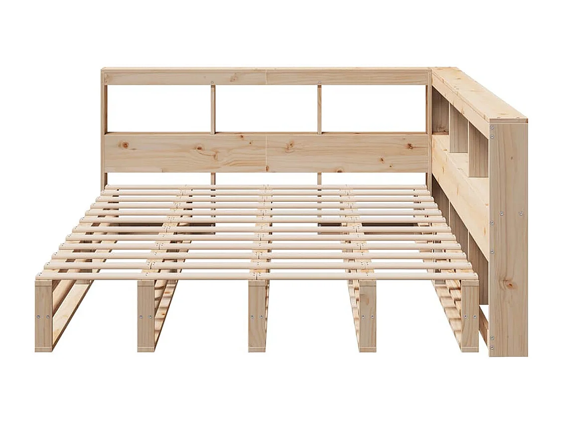 Lit bibliothèque sans matelas 140x200 cm bois massif de pin