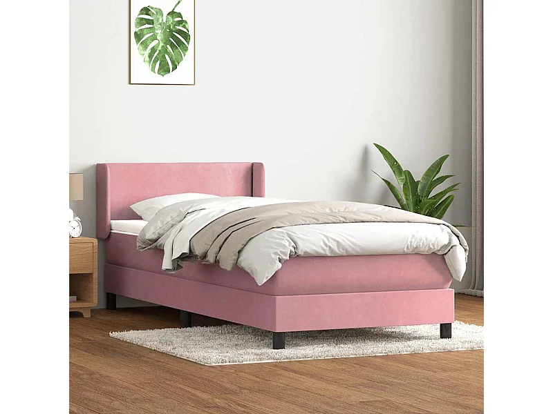 Cama com molas/colchão 100x220 cm veludo Rosa