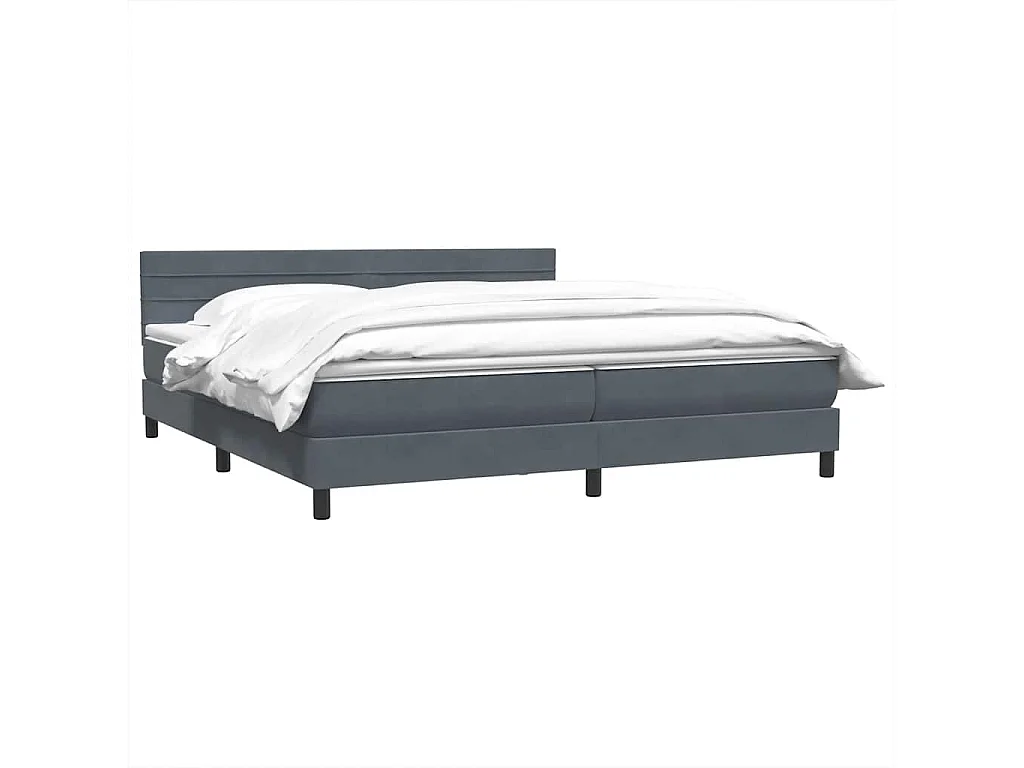 Cama box spring con colchón terciopelo gris oscuro 180x220 cm