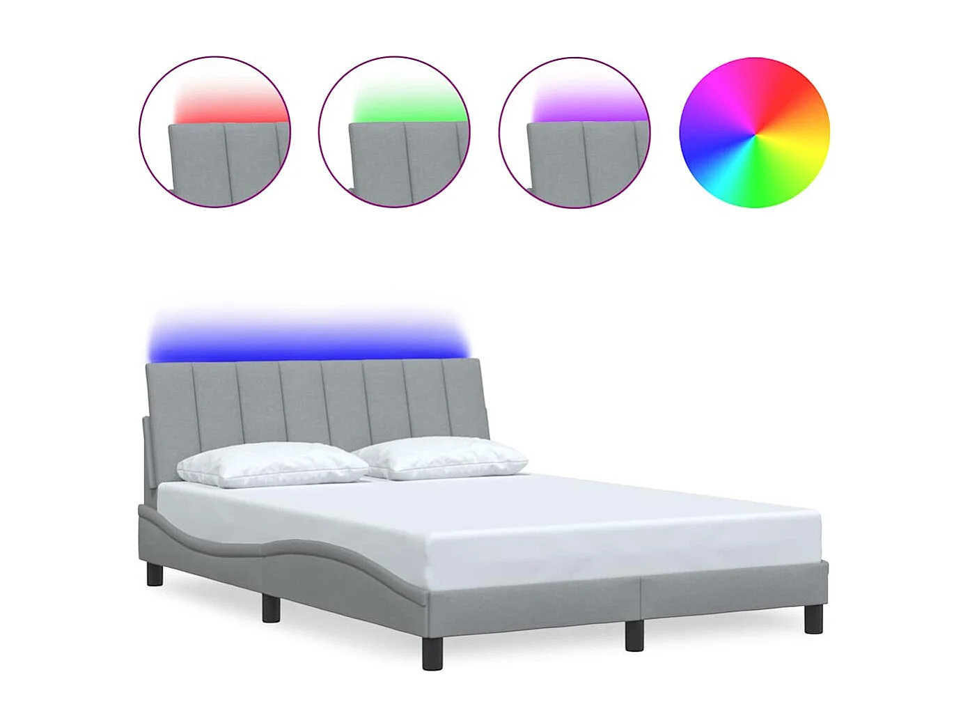 Cama sin colchón tela gris claro 140x190 cm