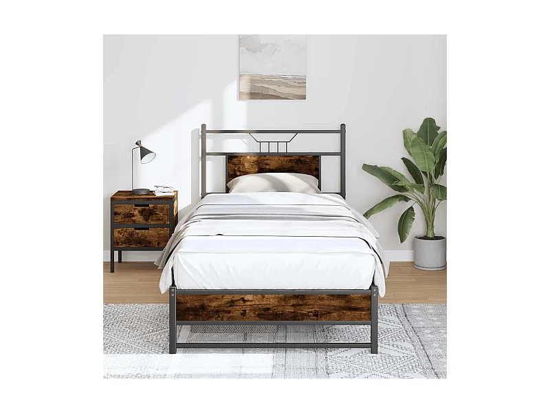 Cadre de lit sans matelas chêne fumé 90x200cm bois d'ingénierie