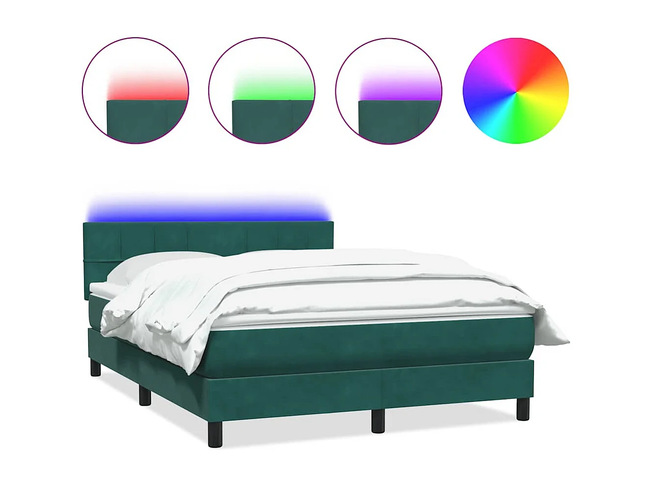 Cama box spring con colchón terciopelo verde oscuro 160x210 cm