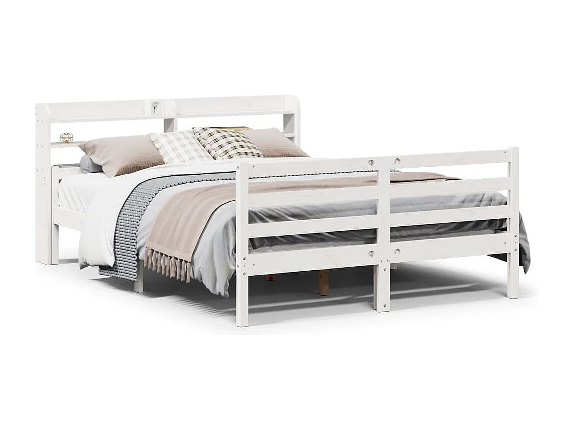 Estrutura cama com cabeceira 135x190 cm pinho maciço branco