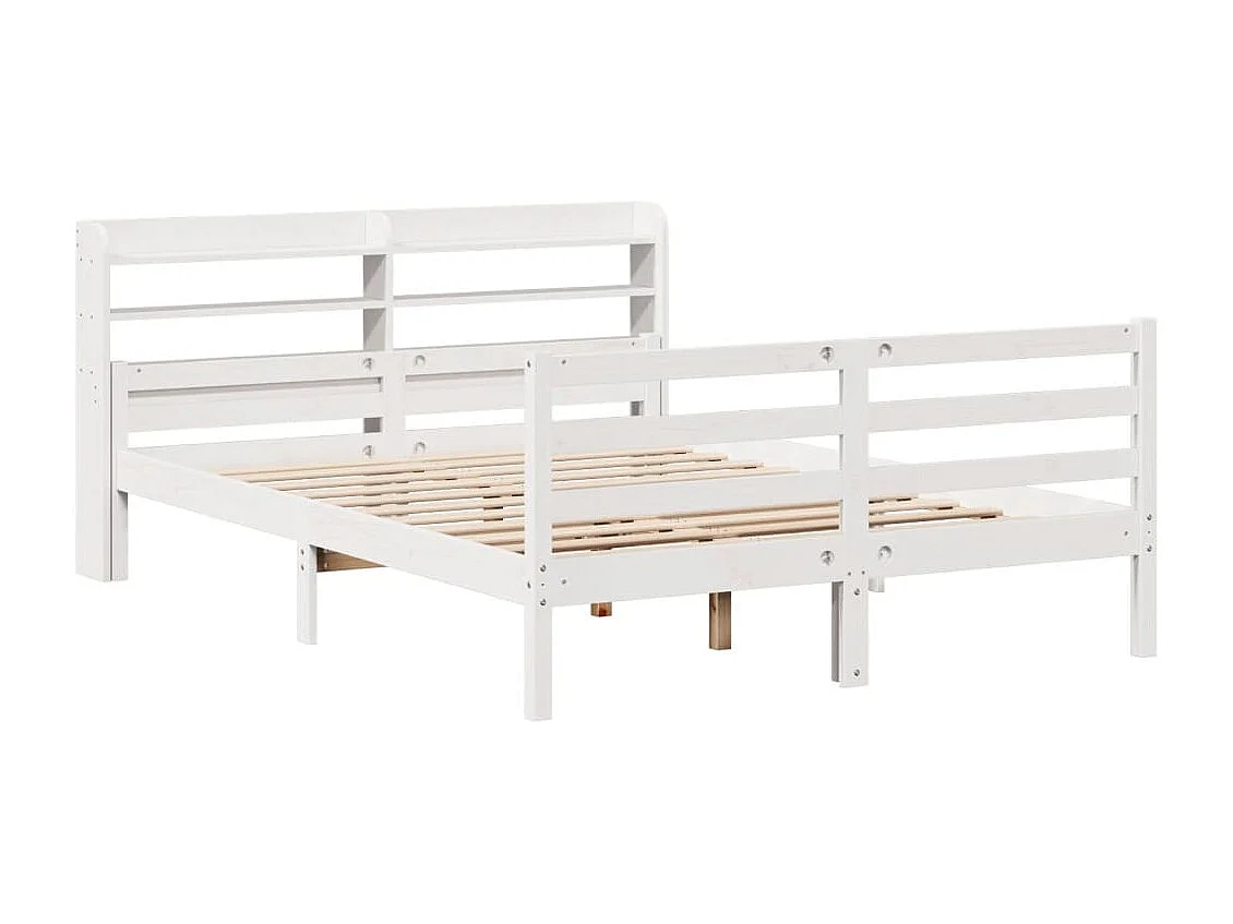 Estrutura cama com cabeceira 135x190 cm pinho maciço branco