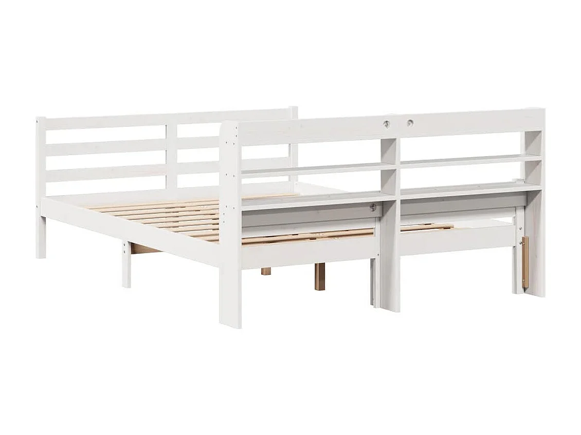 Estrutura cama com cabeceira 135x190 cm pinho maciço branco