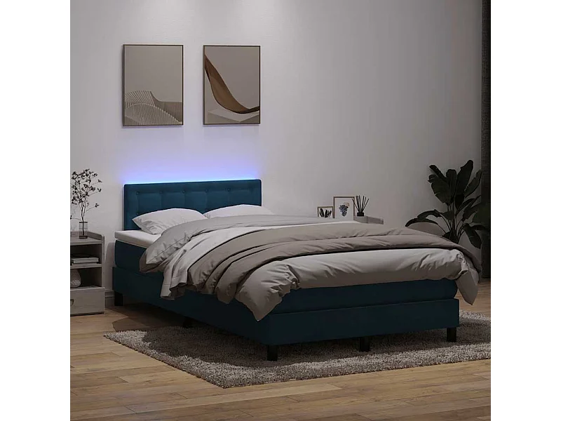 Sommier à lattes de lit et matelas bleu foncé 120x210cm velours