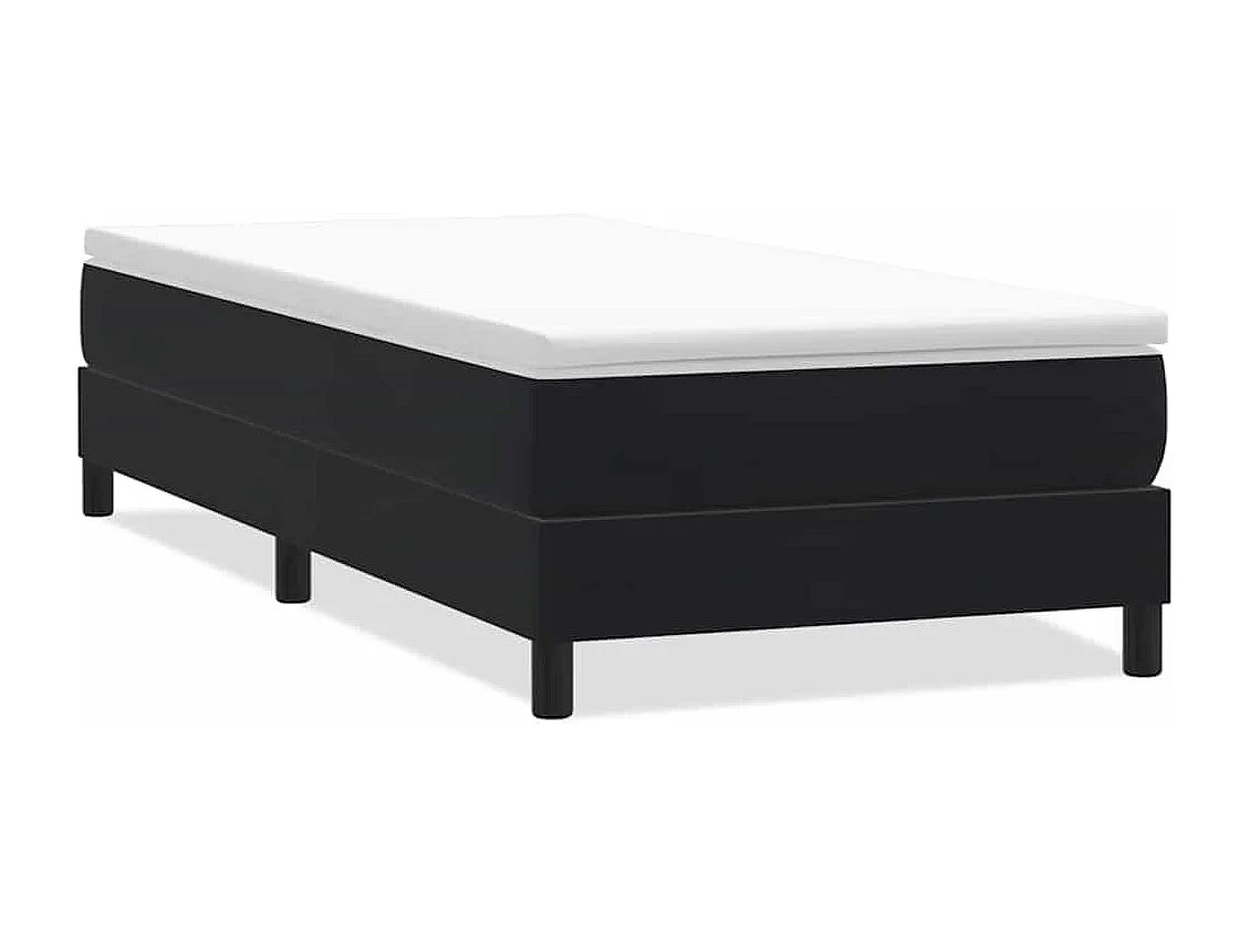 Cama box spring sin colchón cuero sintético negro 80x210 cm