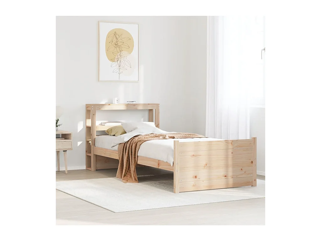Bedframe met hoofdbord massief grenenhout 75x190 cm