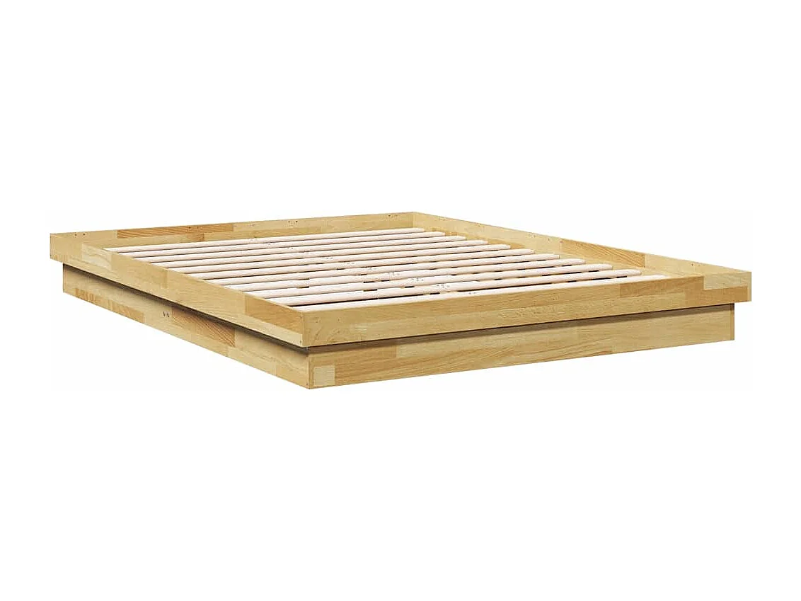 Cadre de lit sans matelas 140x190 cm bois massif de chêne