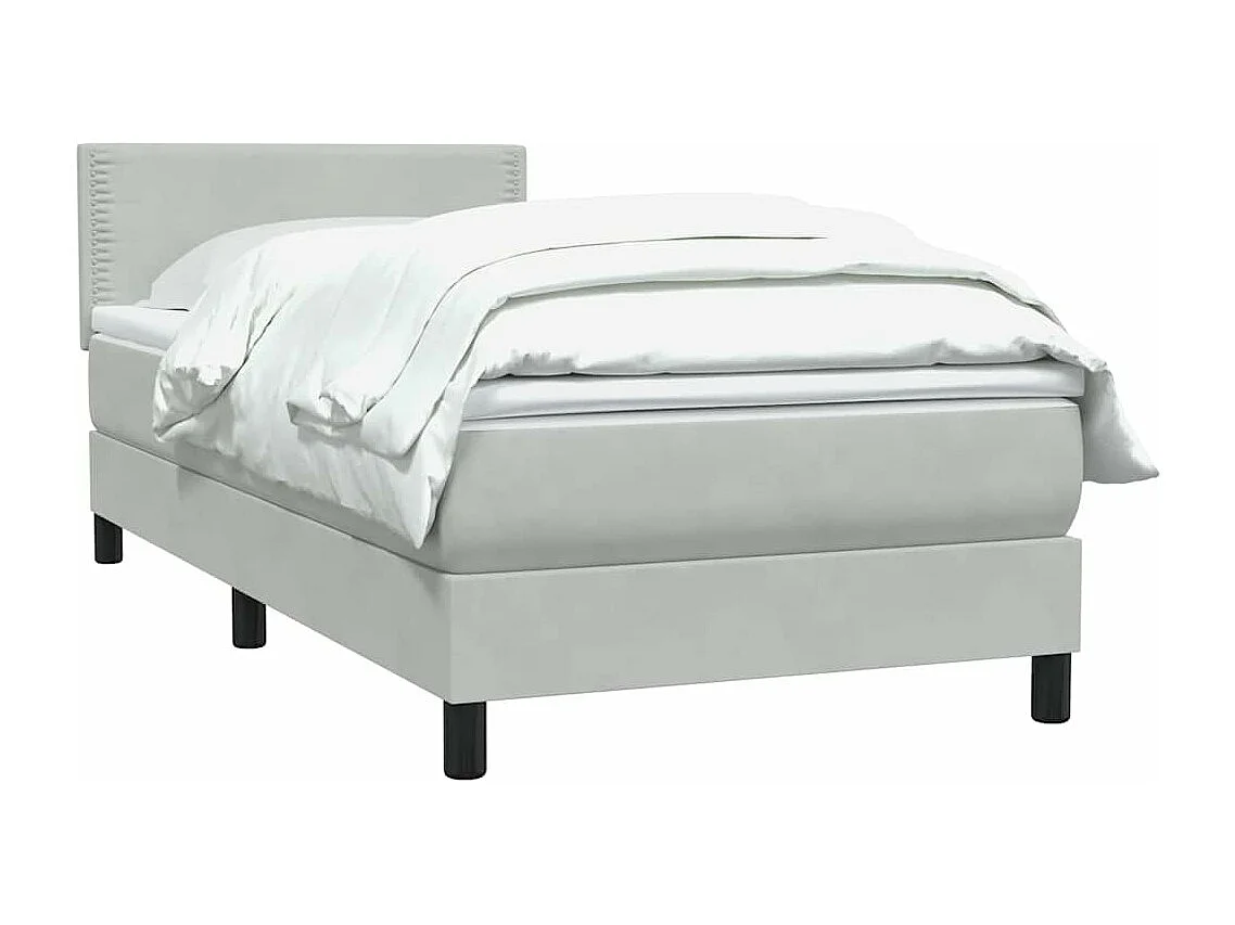 Cama box spring com colchão 100x210 cm veludo cinzento claro