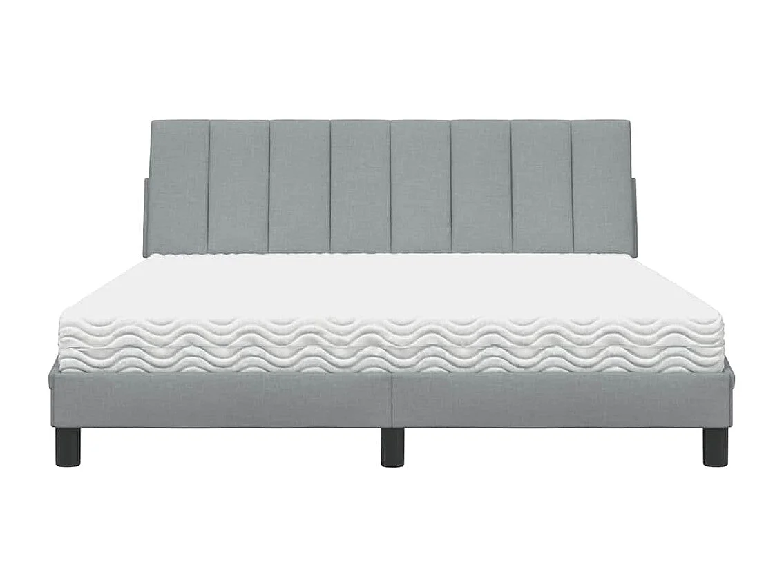 Cama com colchão 160x200 cm tecido cinzento-claro