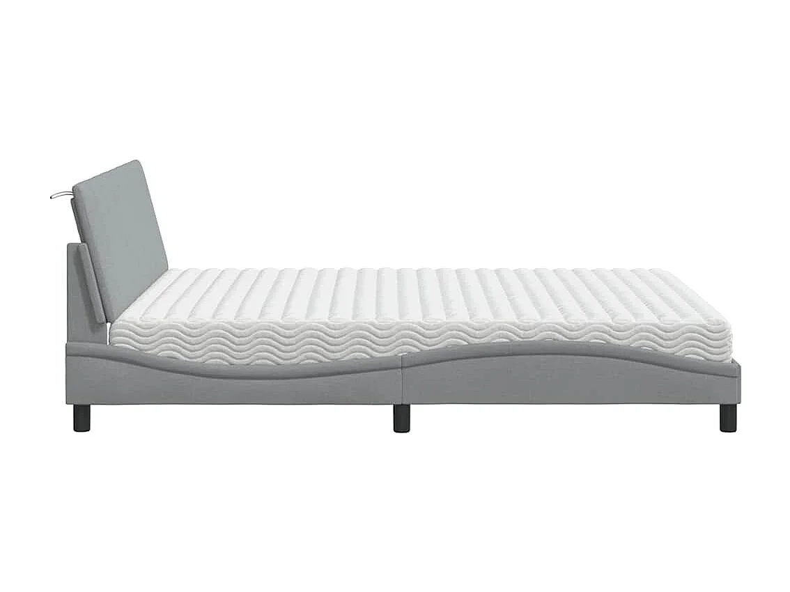Lit avec matelas gris clair 160x200 cm tissu