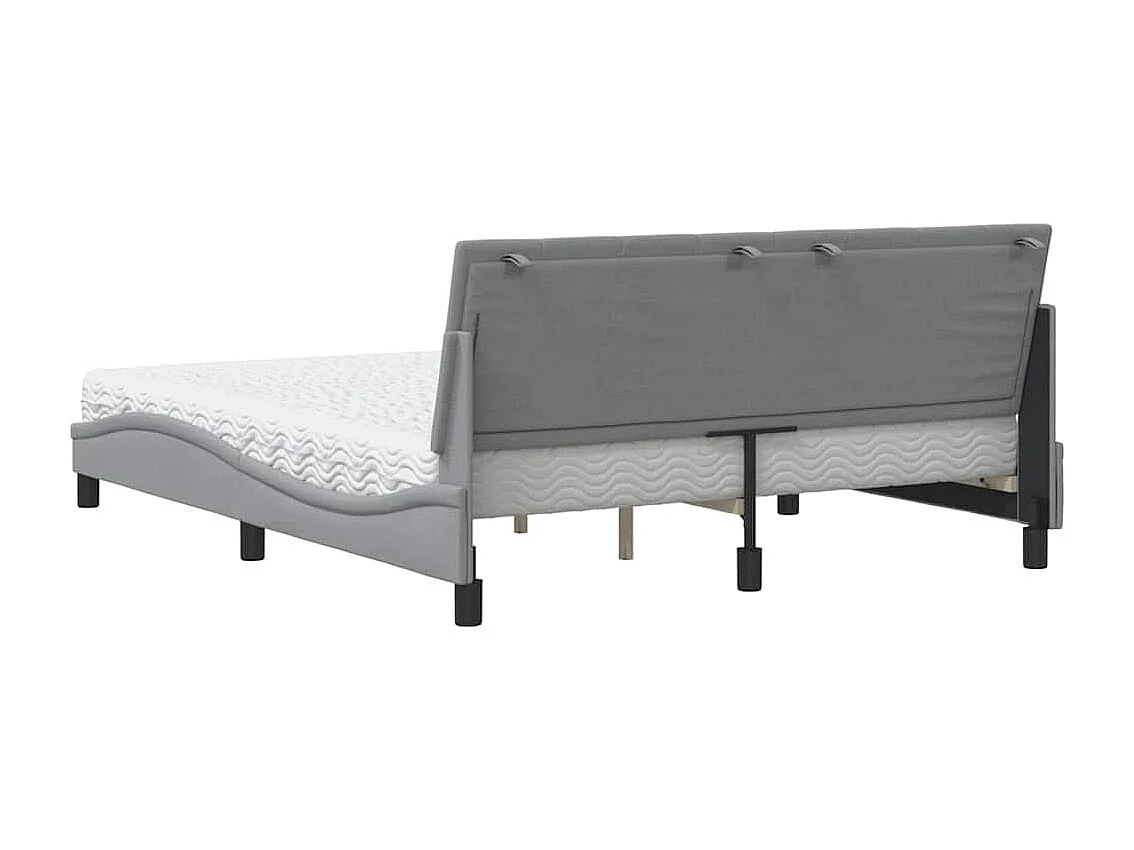Lit avec matelas gris clair 160x200 cm tissu