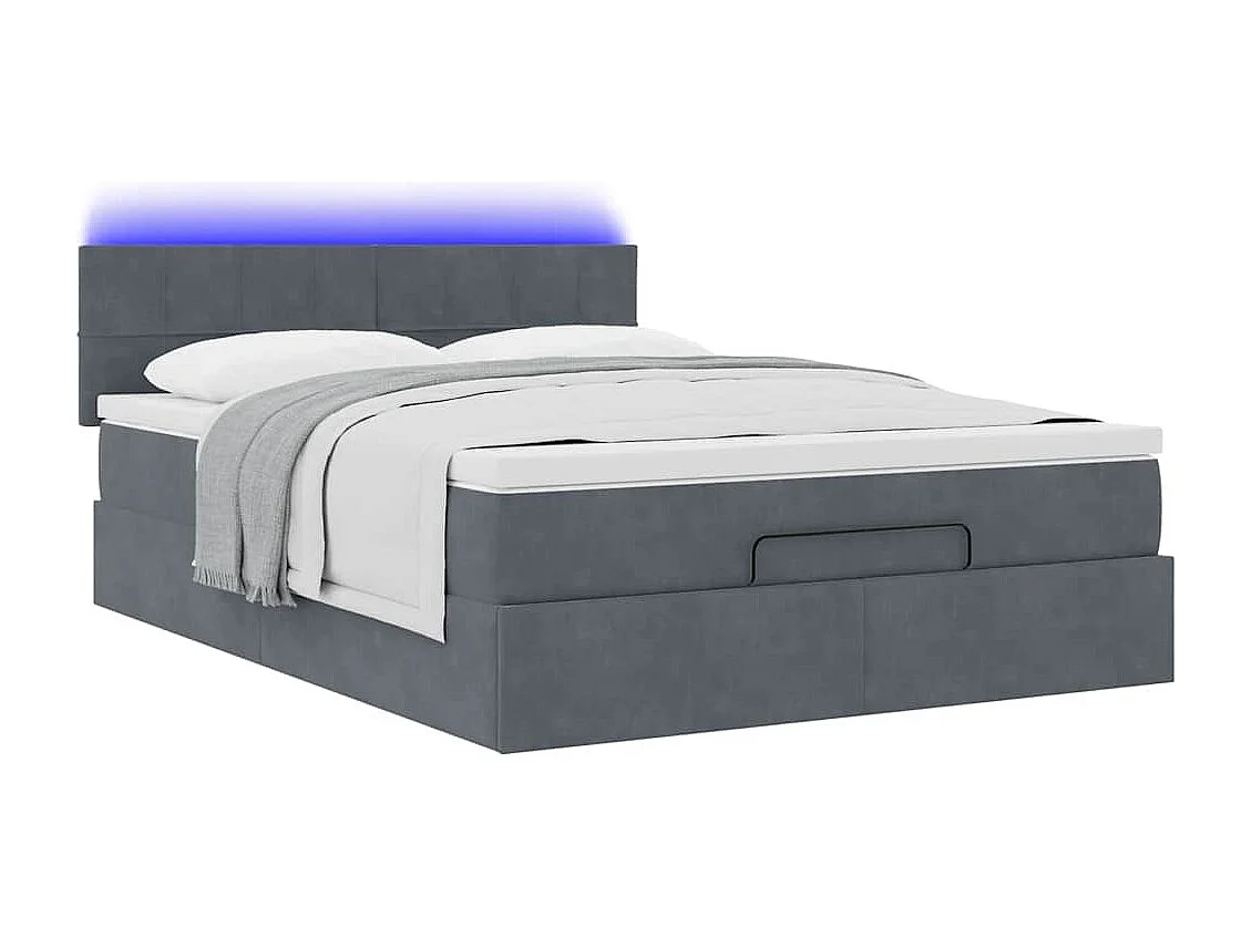 Cadre de lit ottoman avec matelas gris foncé 140x200 cm velours