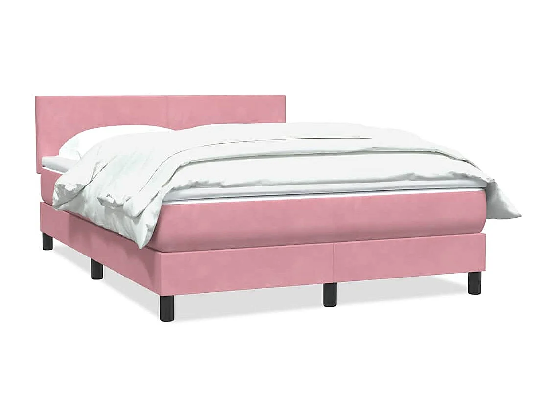 Boxspring met matras fluweel roze 140x210 cm