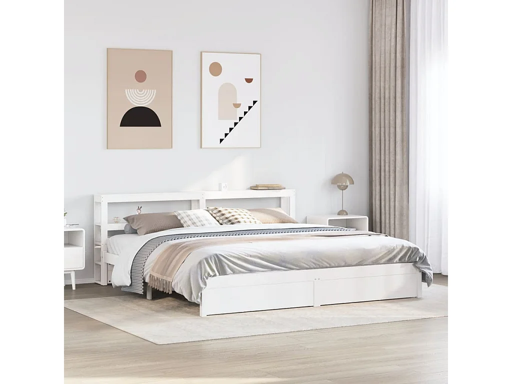 Bedframe met hoofdeinde zonder matras 200x200 cm wit