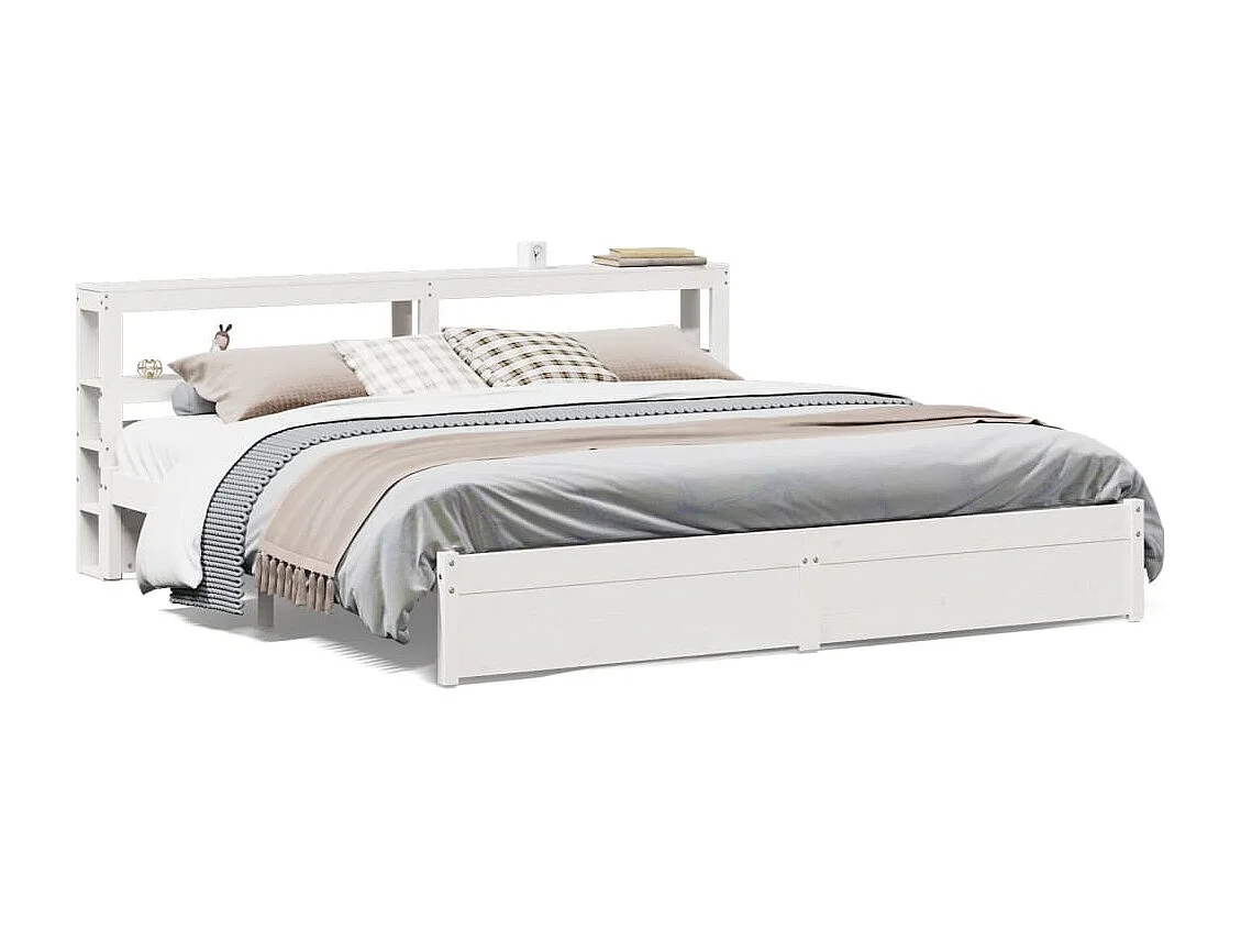 Bedframe met hoofdeinde zonder matras 200x200 cm wit