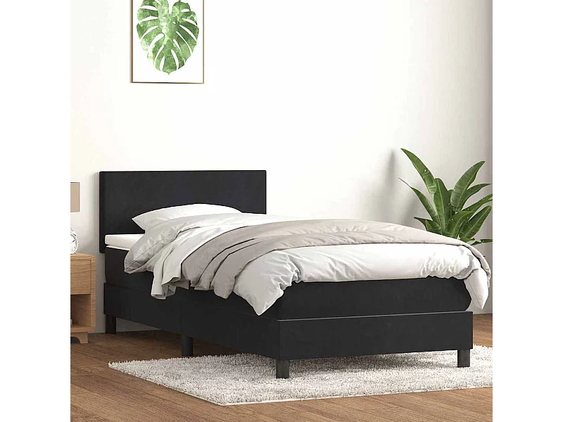 Cama com molas/colchão preto 80x210 cm veludo