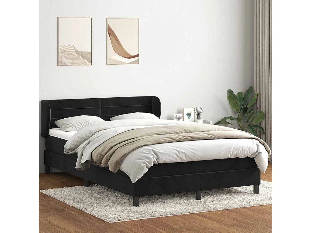 Boxspring met matras fluweel zwart 160x210 cm