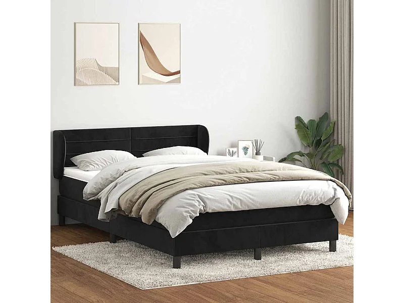 Cama com molas/colchão 160x210 cm veludo preto