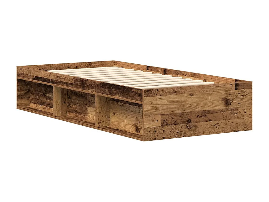 Cadre de lit sans matelas vieux bois 90x190 cm bois ingénierie