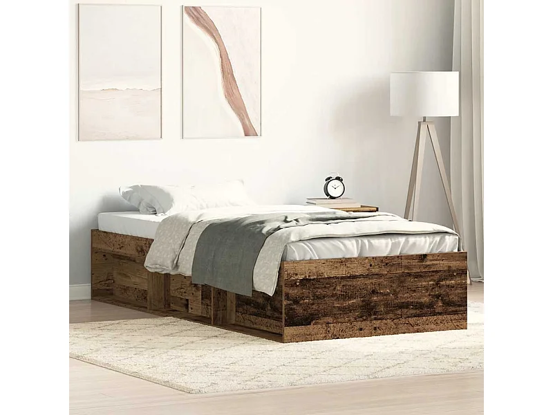 Cadre de lit sans matelas vieux bois 90x190 cm bois ingénierie