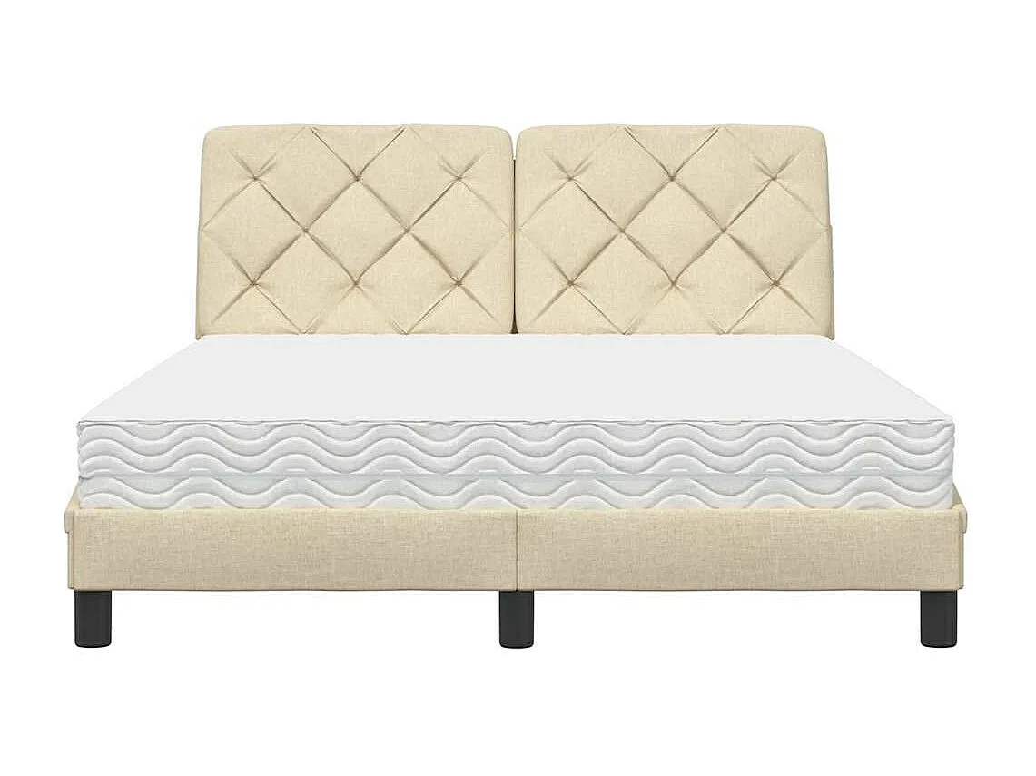 Lit avec matelas crème 140x200 cm tissu