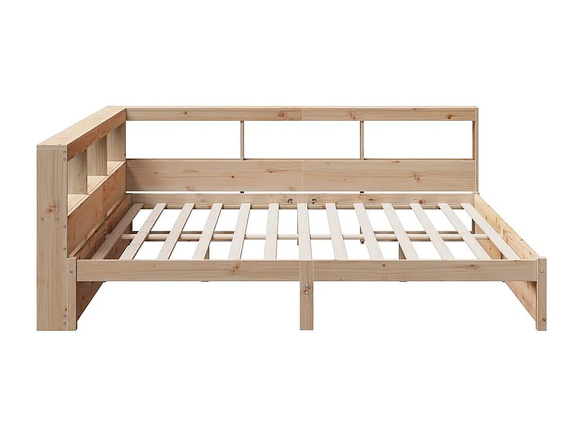 Lit bibliothèque sans matelas 180x200 cm bois massif de pin