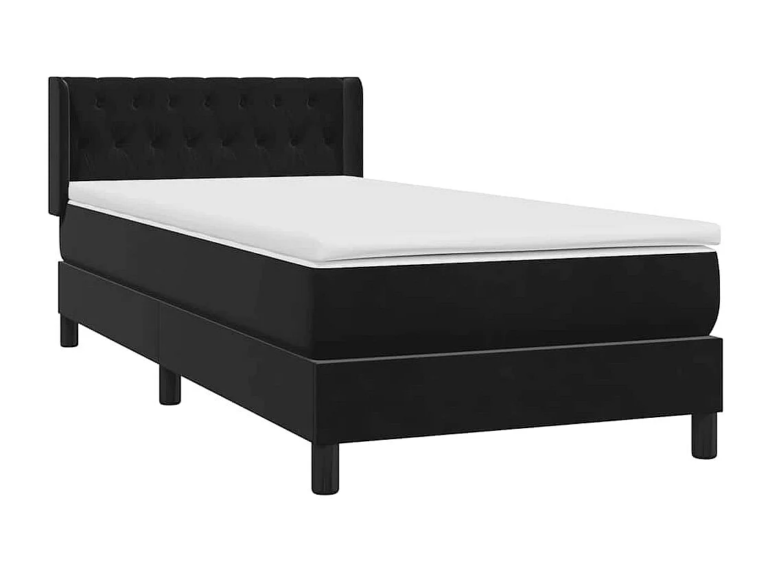 Cama com molas/colchão 100x220 cm veludo preto