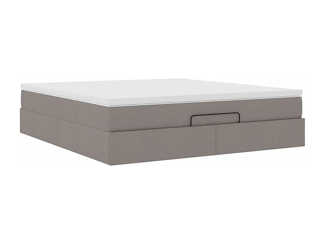 Cadre de lit ottoman avec matelas taupe 180x200 cm tissu