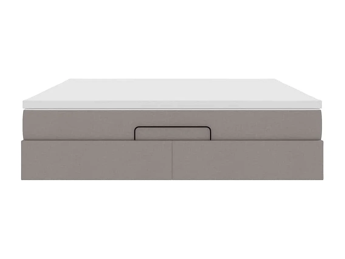 Cadre de lit ottoman avec matelas taupe 180x200 cm tissu