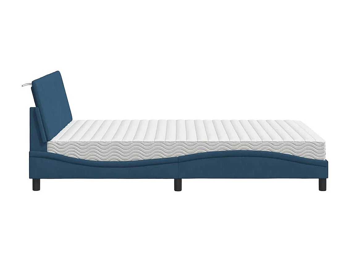 Lit avec matelas bleu 120x200 cm tissu