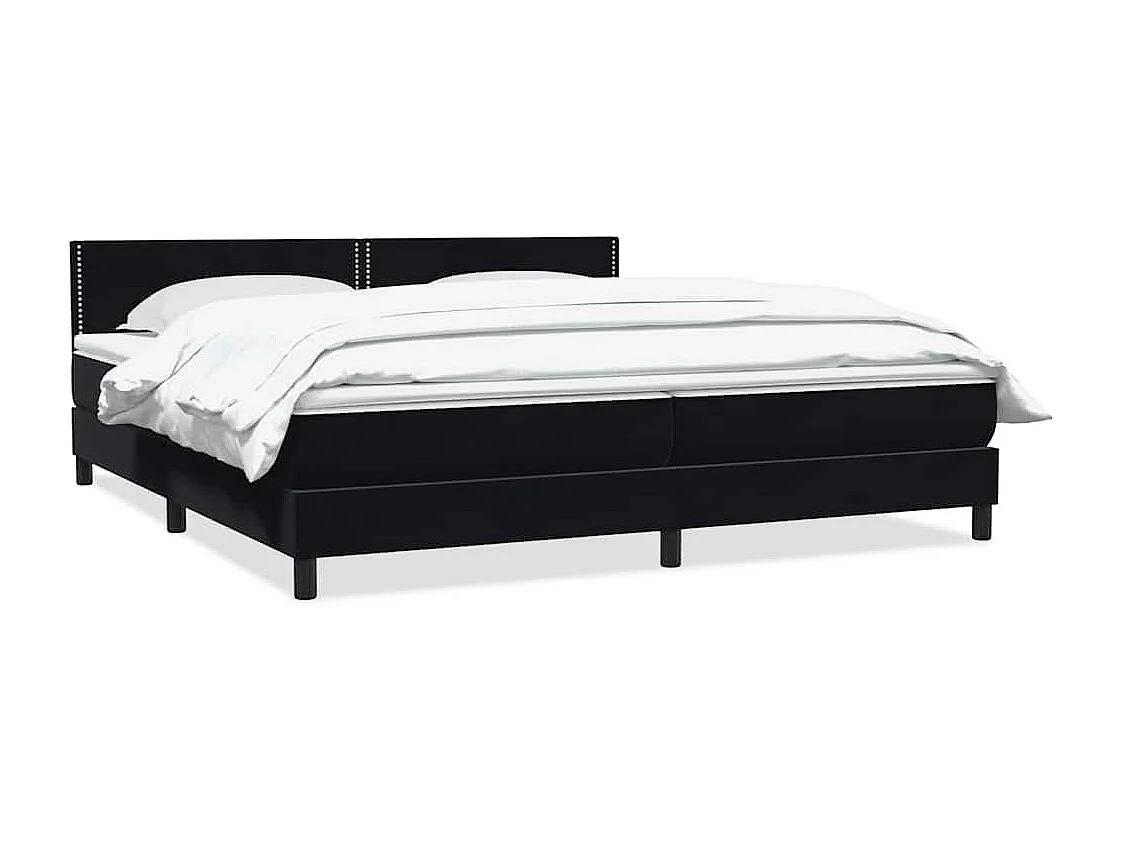 Cama box spring con colchón terciopelo negro 180x210 cm