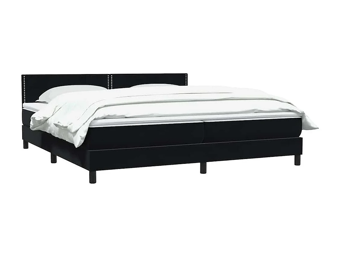 Cama box spring con colchón terciopelo negro 180x210 cm