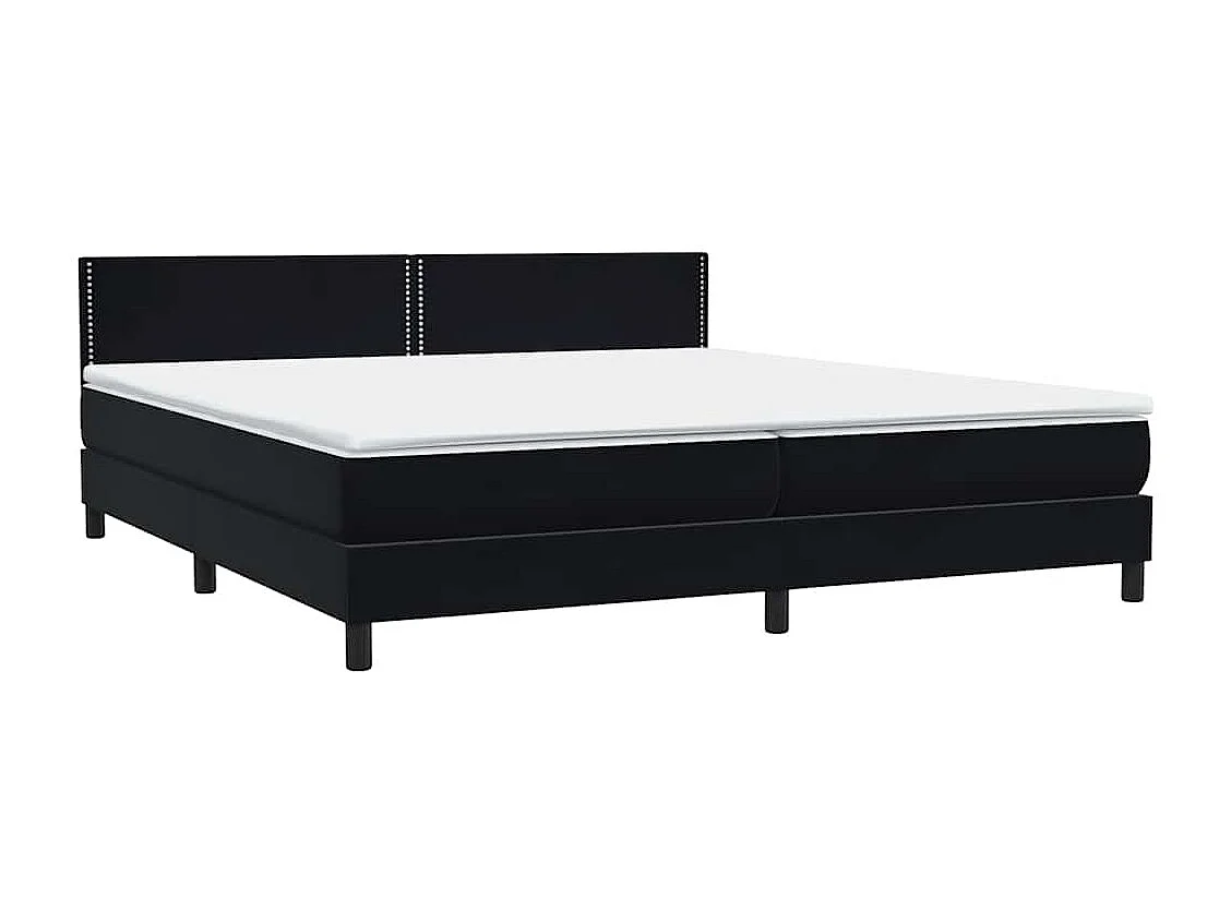 Cama box spring con colchón terciopelo negro 180x210 cm